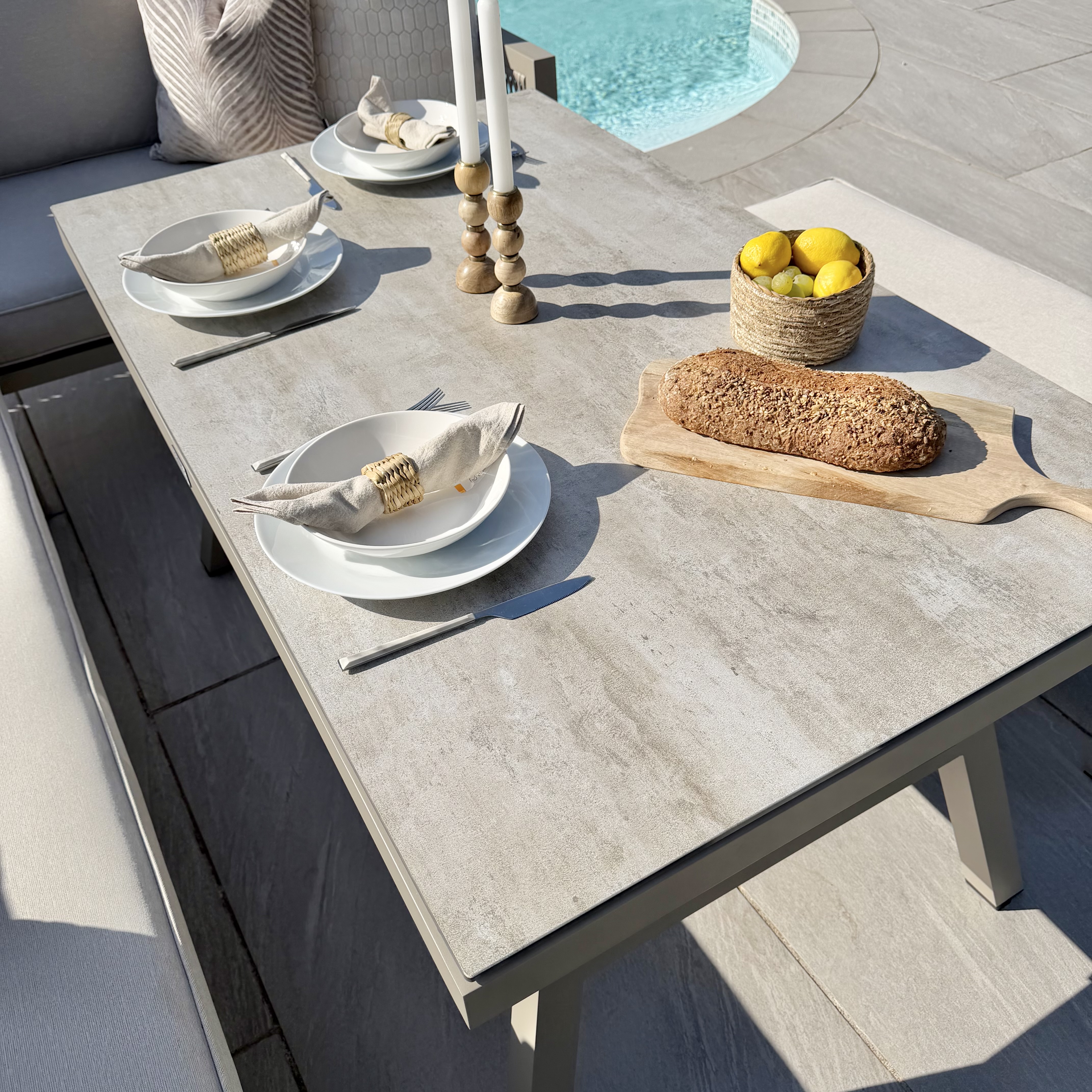 Chimes - Seville Aluminium Casual Corner Dining Set - Right Hand - Champagne