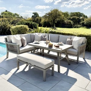 Chimes - Seville Aluminium Casual Corner Dining Set - Left Hand - Champagne