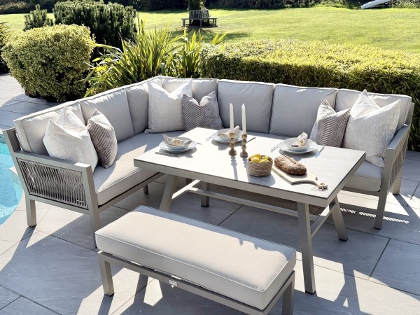 Chimes - Seville Aluminium Casual Corner Dining Set - Left Hand - Champagne