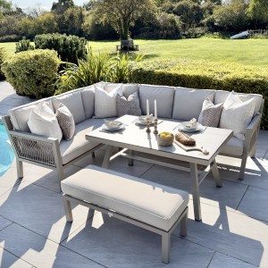 Chimes - Seville Aluminium Casual Corner Dining Set - Left Hand - Champagne