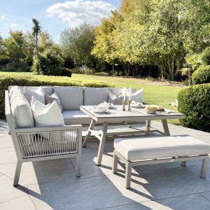Chimes - Seville Aluminium Casual Corner Dining Set - Left Hand - Champagne