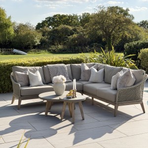 Nova - Summer Corner Sofa Set with Round Coffee Table & Side Table - Beige