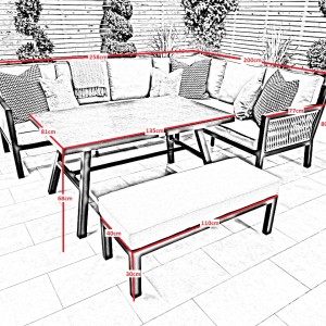 Chimes - Seville Aluminium Casual Corner Dining Set - Right Hand - Champagne