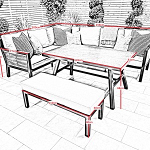 Chimes - Seville Aluminium Casual Corner Dining Set - Left Hand - Champagne