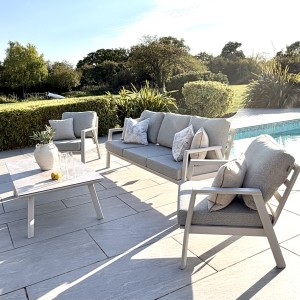 Nova - Phoenix 3 Seater Sofa Set with Rectangular Coffee Table - Pebble