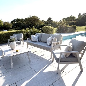 Nova - Phoenix 3 Seater Sofa Set with Rectangular Coffee Table - Pebble