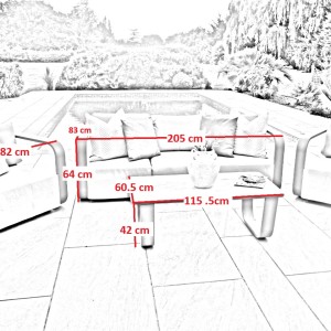 Chimes - Capri 3 Seat Aluminium Sofa Set With Coffee Table