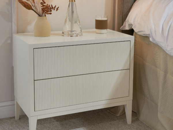 Riva White Finish Wide Bedside Table