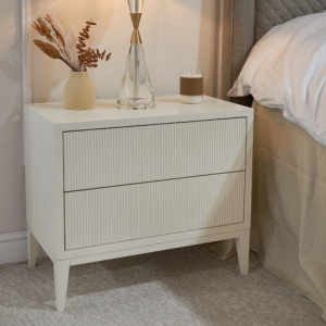 Riva White Finish Wide Bedside Table