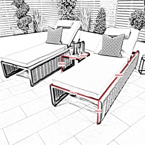 Chimes - Monaco Aluminium & Rope Sun Lounger Set with Coffee Table - Cream