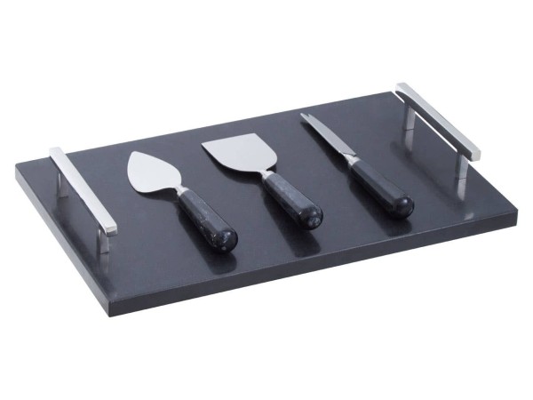 Noa Black Marble Cheese Board and Knife Set