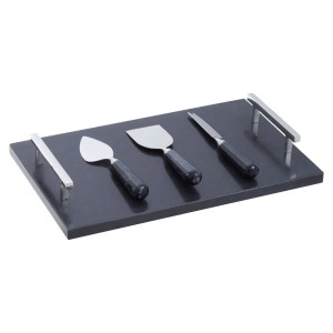Noa Black Marble Cheese Board and Knife Set