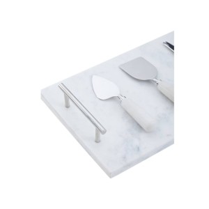 Noa White Marble Cheese Board and Knife Set