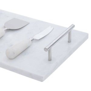 Noa White Marble Cheese Board and Knife Set