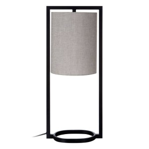 Luna Black Metal Table Lamp with Grey Shade
