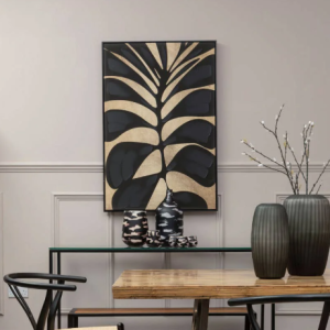 Asia Canvas Black Leaf Design Wall Art