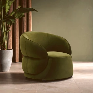 Farrah Forest Green Curved Velvet Chair