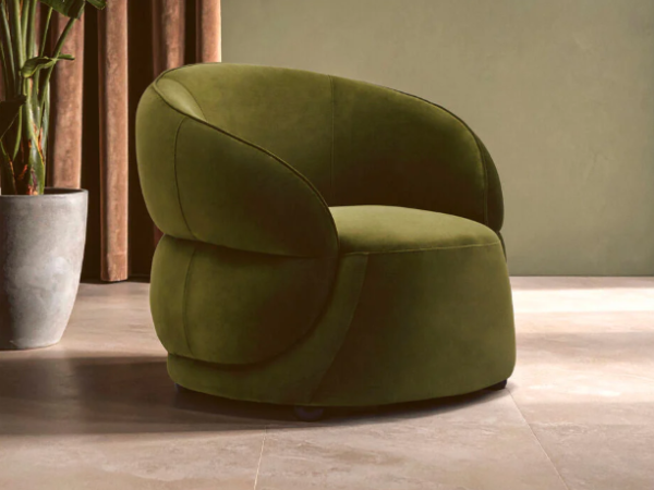 Farrah Forest Green Curved Velvet Chair
