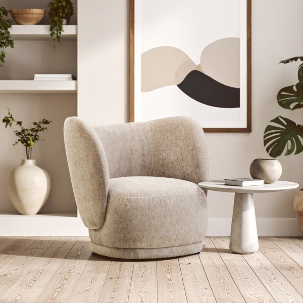 Kyle Deep Stone Chenille Curved Chair