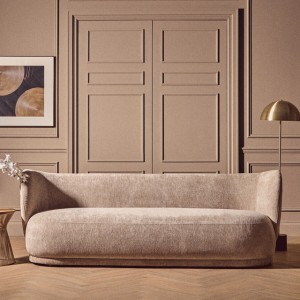 Kyle Deep Stone Chenille Curved Three Seater Sofa