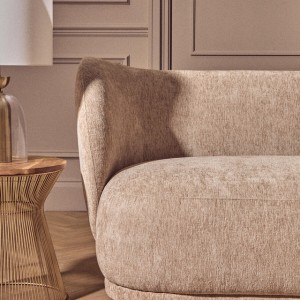 Kyle Deep Stone Chenille Curved Three Seater Sofa