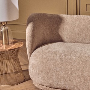 Kyle Deep Stone Chenille Curved Three Seater Sofa