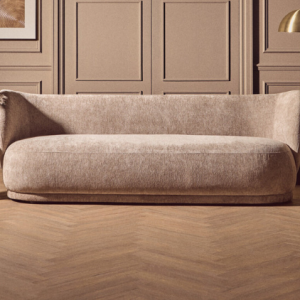 Kyle Deep Stone Chenille Curved Three Seater Sofa