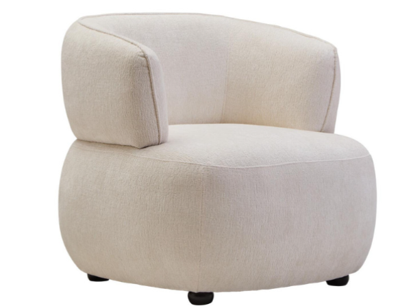 Codie Ivory Chenille Curved Chair