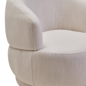 Leila Ivory Linen Curved Chair