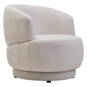 Leila Ivory Linen Curved Chair