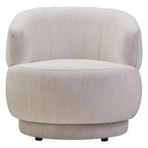 Leila Ivory Linen Curved Chair