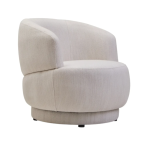 Leila Ivory Linen Curved Chair
