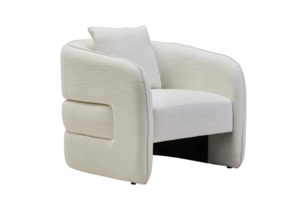 Belini Cream Linen Effect Curved Chair