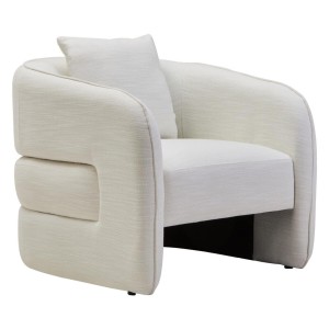 Belini Cream Linen Effect Curved Chair