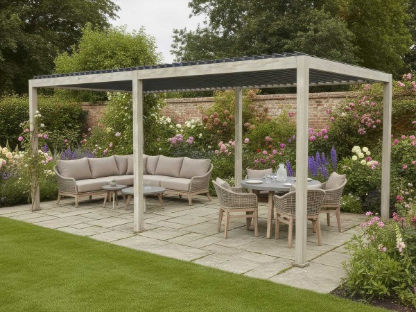 Nova - Titan 6m x 3m Aluminium Pergola - Wood Look
