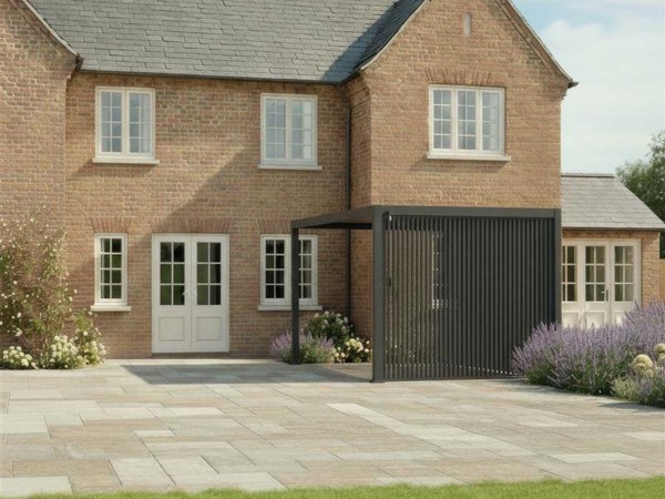 Titan Aluminium Vertical Louvre Side Panel - 1.0m x Single Panel in Graphite Grey