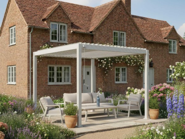 Nova - Titan Aluminium Pergola - 3m x 3m Square - Pebble