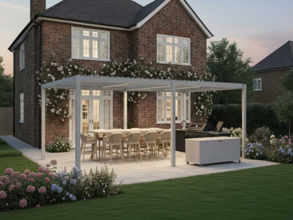Nova - Titan Aluminium Pergola - 6m x 3m Rectangular - Pebble