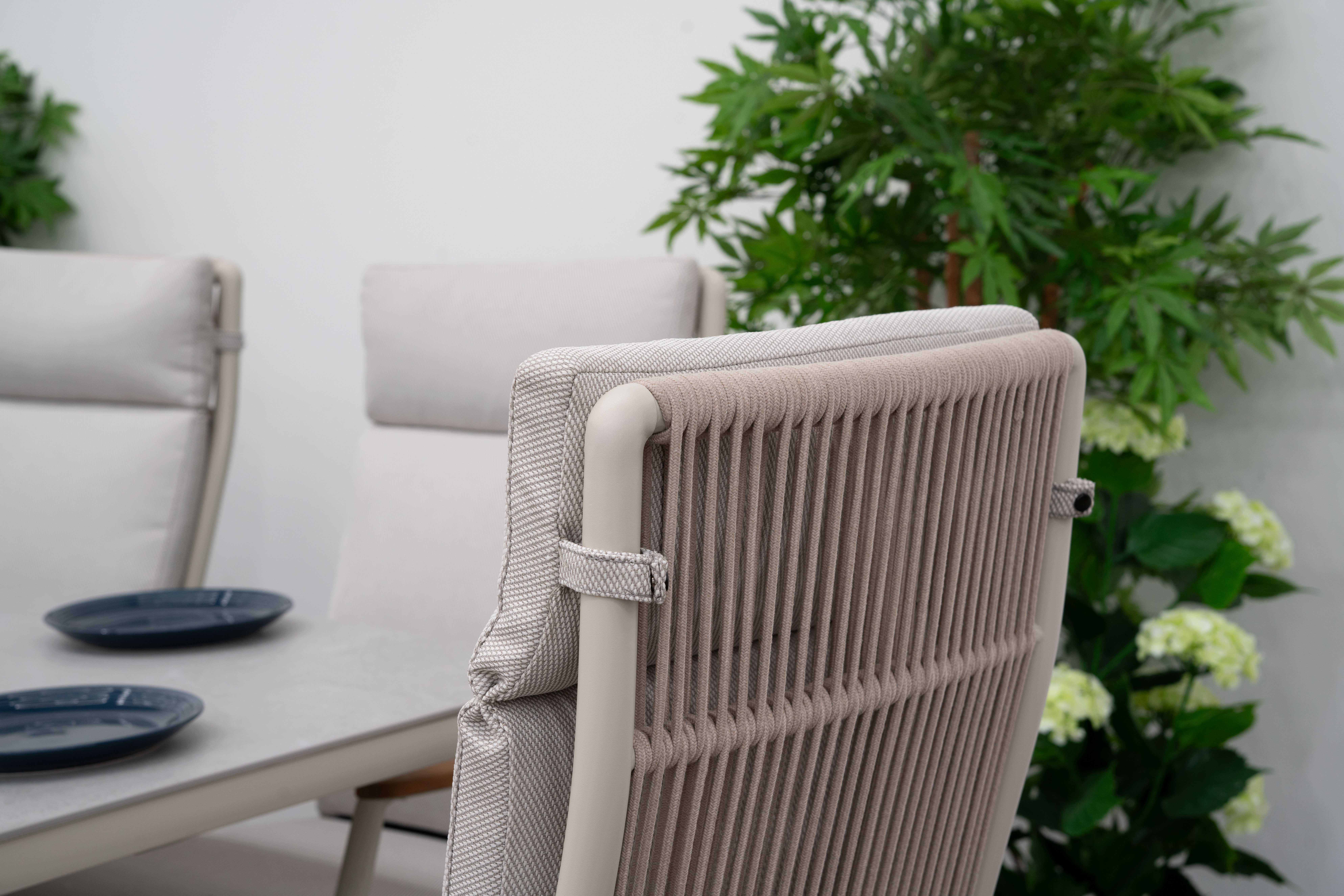 Nova - Hayden 6 Seat Round Reclining Dining Set - Pebble