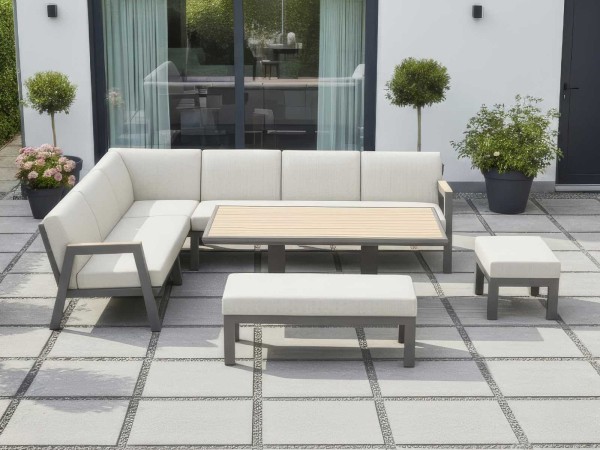 Nova - Hunter L-Shaped Corner Sofa Dining Set with Rectangular Rising Table - Bronze