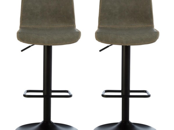 Dakota Set Of Two High Back Ash Bar Stools