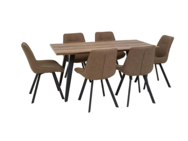 Westfield Brown Dining Table with 6 Chairs Set