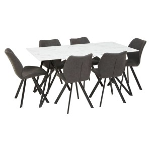 Westley Marble Effect Dining Table with 6 Chairs Set