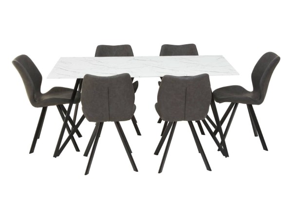 Westley Marble Effect Dining Table with 6 Chairs Set