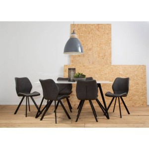 Westley Marble Effect Dining Table with 6 Chairs Set