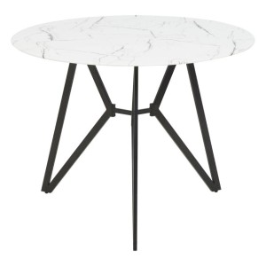 Maya Round Marble Effect Dining Table with 6 Chairs Set