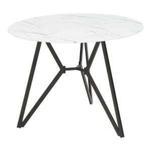 Maya Round Marble Effect Dining Table with 6 Chairs Set