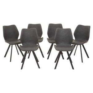 Maya Round Marble Effect Dining Table with 6 Chairs Set