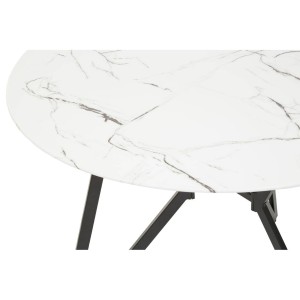 Maya Round Marble Effect Dining Table with 6 Chairs Set