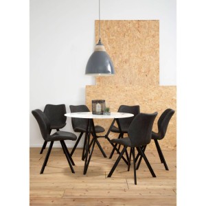 Maya Round Marble Effect Dining Table with 6 Chairs Set